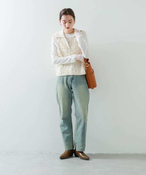 SENSE OF PLACE by URBAN RESEARCH（センスオブプレイスバイアーバンリサーチ）の「ループヤーンニットベスト（ベスト・レディース・アイボリー/ブラック/ライトピンク・ONE）」の20枚目の写真