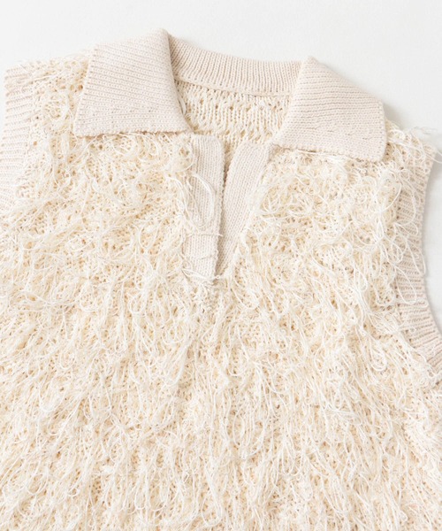 SENSE OF PLACE by URBAN RESEARCH（センスオブプレイスバイアーバンリサーチ）の「ループヤーンニットベスト（ベスト・レディース・アイボリー/ブラック/ライトピンク・ONE）」の13枚目の写真