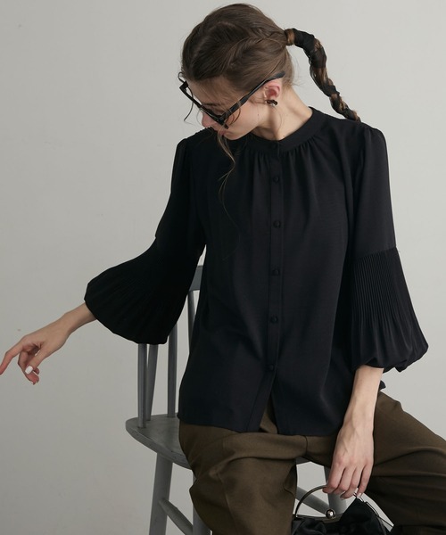 セール】【BONLECILL noir】2wayプリーツバルーンスリーブバンドカラー