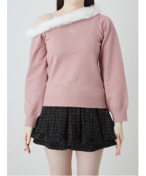 Ank Rouge（アンクルージュ）の「ワンショルファーニットプルオーバー（ニット/セーター・レディース・ブルー/ブラック/ピンク・M）」の10枚目の写真