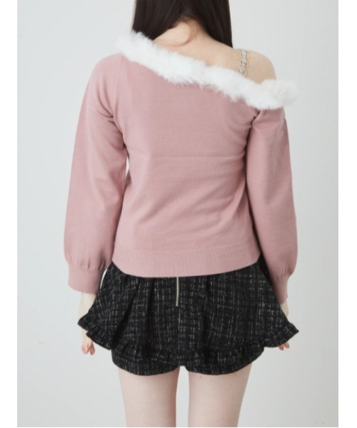 Ank Rouge（アンクルージュ）の「ワンショルファーニットプルオーバー（ニット/セーター・レディース・ブルー/ブラック/ピンク・M）」の12枚目の写真