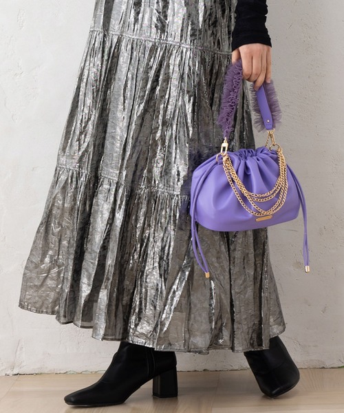 marie claire(マリ・クレール)の「【EC別注】Marie Claire Paris/マリクレール パリ ブランド チャーム付き ドロスト チェーン付き 2WAY ショルダーバッグ ハンドバッグ(ショルダーバッグ・レディース・ブラック/グレー/パープル・FREE)」の20枚目の写真