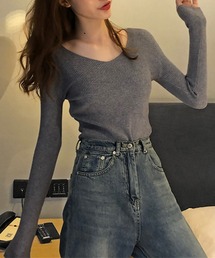 blackdia ocean（ブラックダイヤオーシャン）の「blackdia ocean Vネックスリムリブニット（ニット/セーター）」