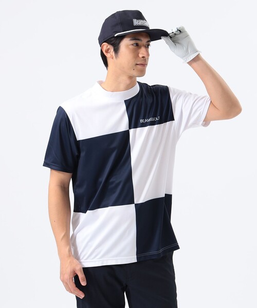 【ビームスゴルフ】2023年人気ロゴマーク 半袖ゴルフモックネックシャツL ビームスゴルフ】人気ロゴマーク×ロゴネーム 半袖ゴルフモック