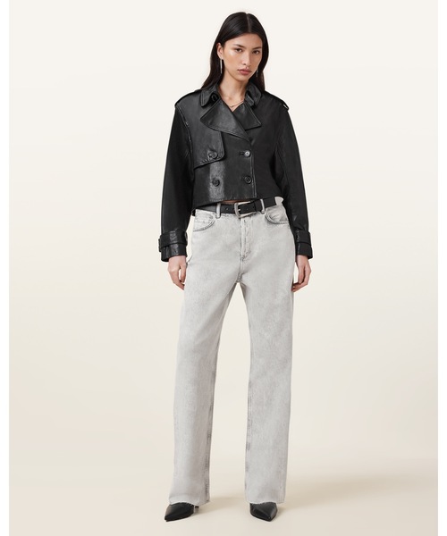 ALLSAINTS(オールセインツ)の「WENDEL STRAIGHT WIDE LEG DENIM JEANS | WENDEL ストレート ワイド レッグ デニム ジーンズ(デニムパンツ・レディース・グレー系その他・25/26/27)」の4枚目の写真