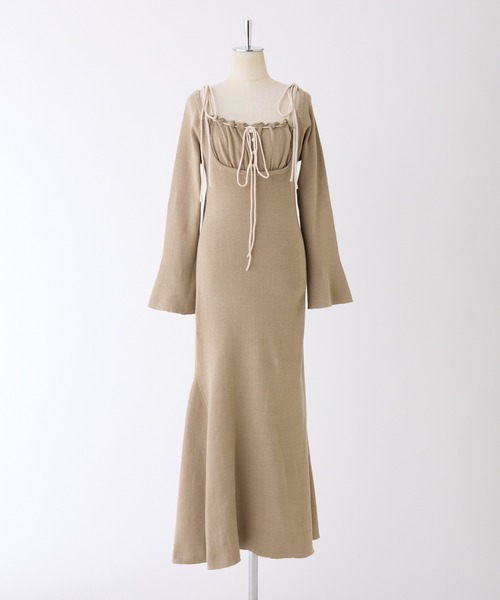 one after another NICE CLAUP(ワンアフターアナザーナイスクラップ)の「【推し活collection】肩リボン配色ニットワンピース(ワンピース・レディース・モカ/アイボリー・FREE)」の17枚目の写真