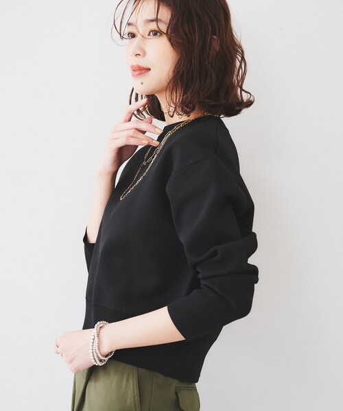 UNTITLED（アンタイトル）の「【セットアップ可能】スポンディッシュプルオーバー（ニット/セーター・レディース・ブラック系1/ブルー系1/ブラック・44/48/00/02/04）」の10枚目の写真