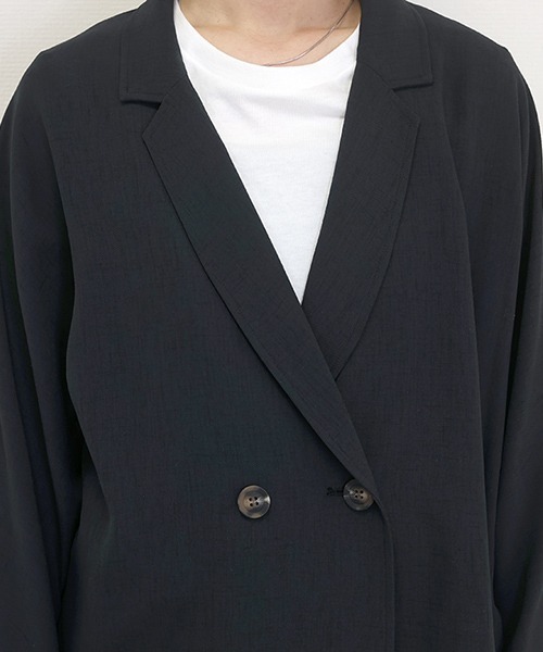 Aletta vita(アレッタビータ)の「杢調ツイルドルマンシャツジャケット(テーラードジャケット・レディース・ブラック/ベージュ・FREE)」の18枚目の写真