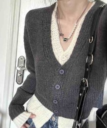 Per sist ence | 配色レイヤード/ショートニットカーディガン(カーディガン/ボレロ)