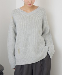 【RETRO GIRL】レディース/グレーニット/セーター/シンプル/万能 RETRO GIRL｜レトロガールのニット/セーター（グレー/灰色系