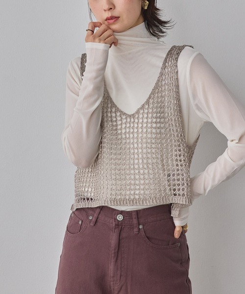 hunch（ハンチ）の「メタリックヤーン ニットベスト（ベスト・レディース・アンティークシルバー/ゴールド/ヘザーチャコール・FREE）」の3枚目の写真