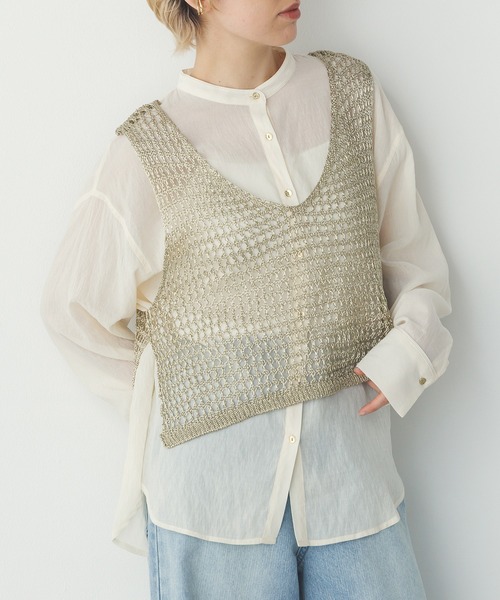 hunch（ハンチ）の「メタリックヤーン ニットベスト（ベスト・レディース・アンティークシルバー/ゴールド/ヘザーチャコール・FREE）」の14枚目の写真