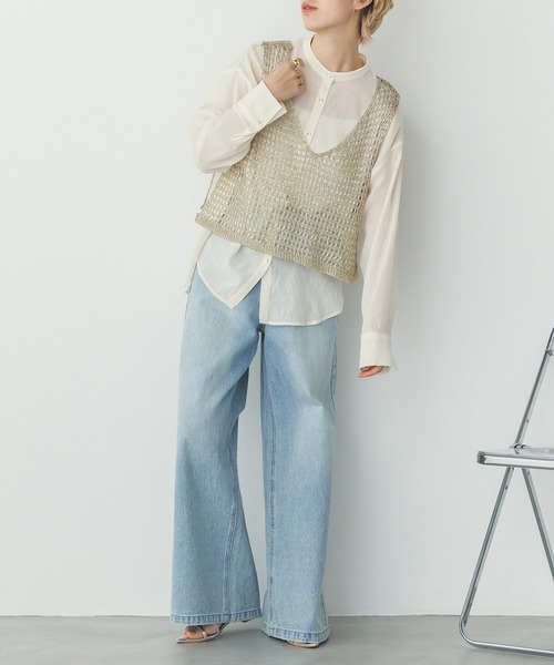 hunch（ハンチ）の「メタリックヤーン ニットベスト（ベスト・レディース・アンティークシルバー/ゴールド/ヘザーチャコール・FREE）」の13枚目の写真