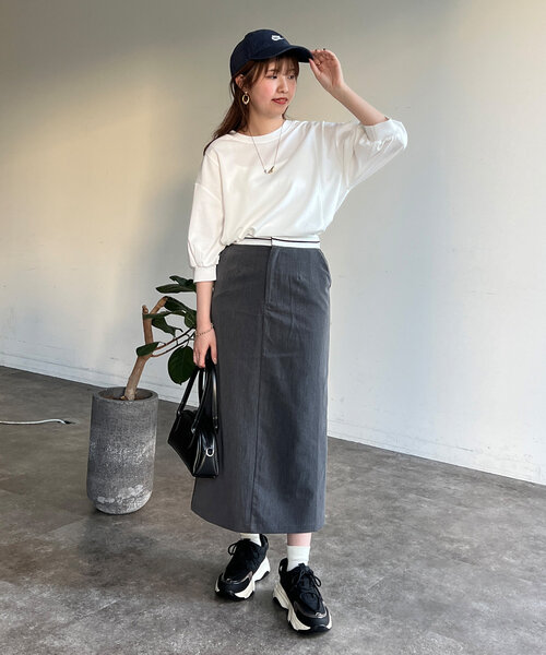 Chez toi(シェトワ)の「ポンチ×リブ切替プルオーバー(Tシャツ/カットソー・レディース・ブラック/イエロー/オフホワイト/グレー・FREE)」の14枚目の写真