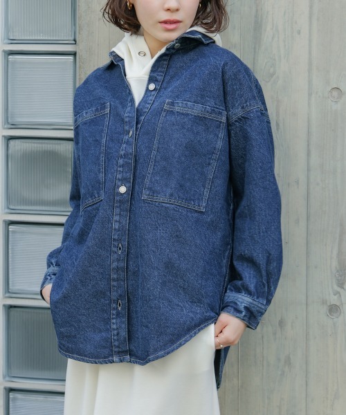 Bou Jeloud(ブージュルード)の「12ozデニムオーバーサイズジャケット(デニムジャケット・レディース・インディゴブルー/ブルー・38)」の7枚目の写真