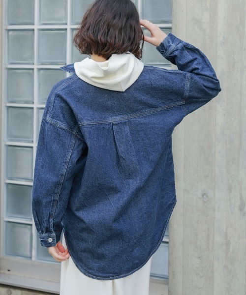 パープル ストライプ デニムジャケット オーバーサイズ　LINED ジャケット desc_9_921953073722653577_256x