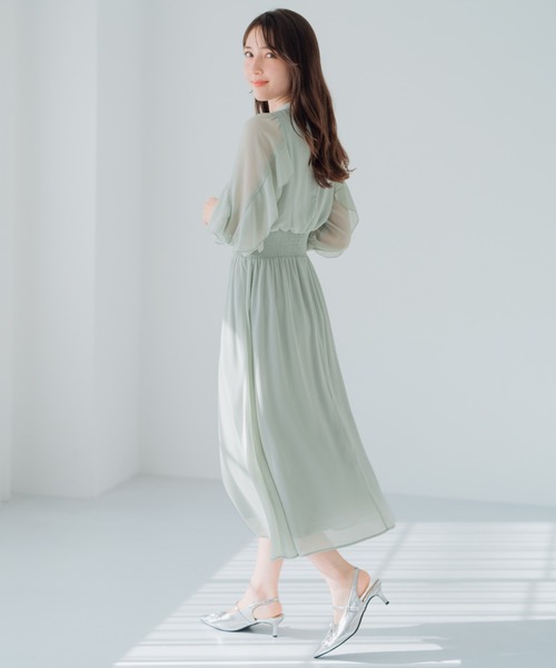 MISCH MASCH(ミッシュマッシュ)の「フリルスリーブシフォンワンピース(ワンピース・レディース・ネイビー/グリーン/ブルー・S/M)」の7枚目の写真