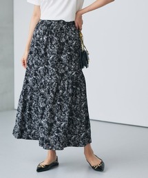 ギャザー切替プリントスカート