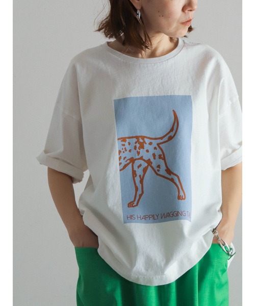 FIL DE FER(フィルデフェール)の「ダルメシアンPT 半袖TEE(Tシャツ/カットソー・レディース・ホワイト×ブルー/ホワイト×ピンク/ホワイト×イエロー・FREE)」の2枚目の写真