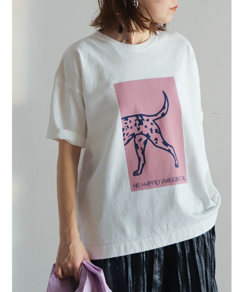 FIL DE FER(フィルデフェール)の「ダルメシアンPT 半袖TEE(Tシャツ/カットソー・レディース・ホワイト×ブルー/ホワイト×ピンク/ホワイト×イエロー・FREE)」の1枚目の写真