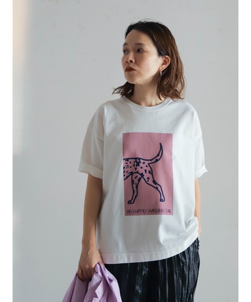 FIL DE FER(フィルデフェール)の「ダルメシアンPT 半袖TEE(Tシャツ/カットソー・レディース・ホワイト×ブルー/ホワイト×ピンク/ホワイト×イエロー・FREE)」の5枚目の写真