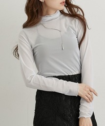 nissen（ニッセン）の「無地柄選べるパワーネットハイネックトップス（Tシャツ/カットソー）」