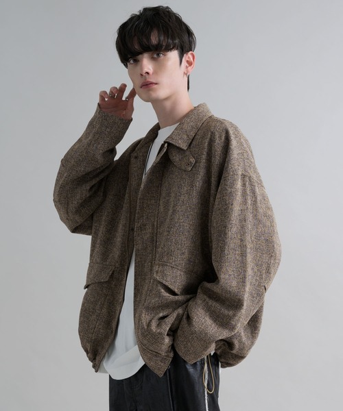 epnok（エプノック）の「2WAYツイードライクブルゾン（ブルゾン・メンズ・ダークグレー/ライトグレー/アッシュブラウン/ブラック・SMALL/MEDIUM/LARGE）」の4枚目の写真