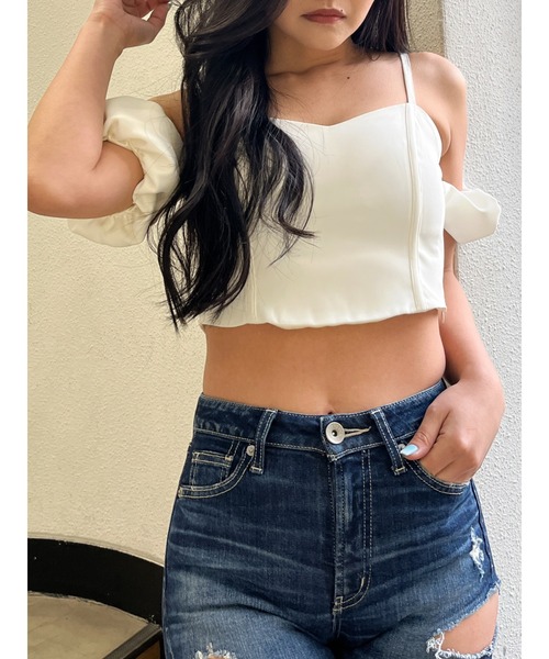 GYDA（ジェイダ）の「オフショルバルーンスリーブブラウス（シャツ/ブラウス・レディース・ブラック/その他1/オフホワイト・FREE）」の2枚目の写真