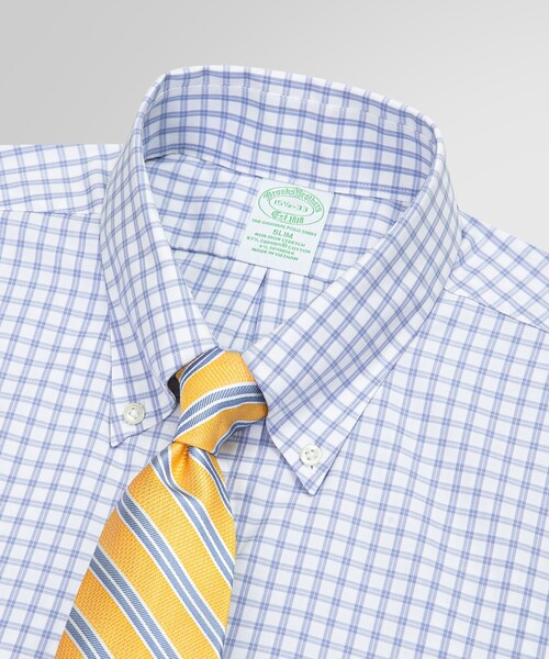 BROOKS BROTHERS(ブルックスブラザーズ)の「スーピマコットンストレッチ ピンポイントオックスフォード ウィンドウペイン ドレスシャツ Slim Fit(シャツ/ブラウス・メンズ・ブルー・15 1/2-31/14 1/2-31/14 1/2-32/15-31/15-32/15-33/15 1/2-32/15 1/2-33/16-31/16-32/16-33/16 1/2-32/16 1/2-33/16 1/2-34/17-32/17-33/17-34)」の3枚目の写真