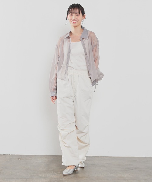 Honeys（ハニーズ）の「シャーリングタンク（タンクトップ・レディース・アイボリー/ブラック/ホワイト/ライトグリーン/オレンジ/スミクロ/ブラウン・L/M/S）」の8枚目の写真