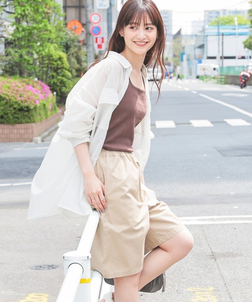 Honeys（ハニーズ）の「シャーリングタンク（タンクトップ・レディース・アイボリー/ブラック/ホワイト/ライトグリーン/オレンジ/スミクロ/ブラウン・L/M/S）」の13枚目の写真