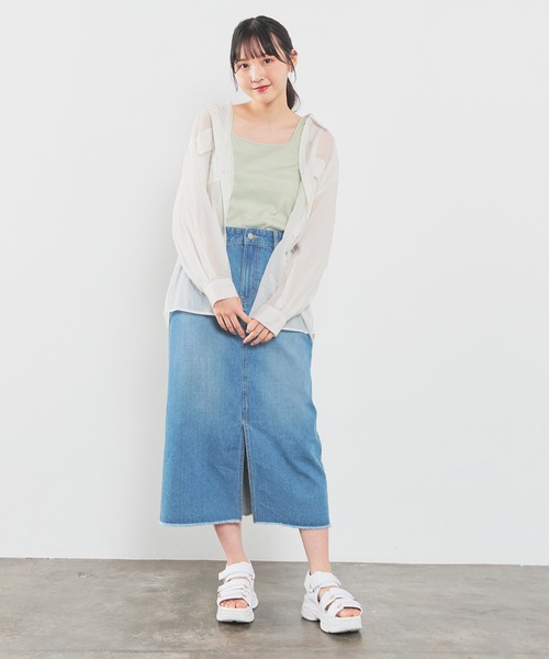 Honeys（ハニーズ）の「シャーリングタンク（タンクトップ・レディース・アイボリー/ブラック/ホワイト/ライトグリーン/オレンジ/スミクロ/ブラウン・L/M/S）」の15枚目の写真