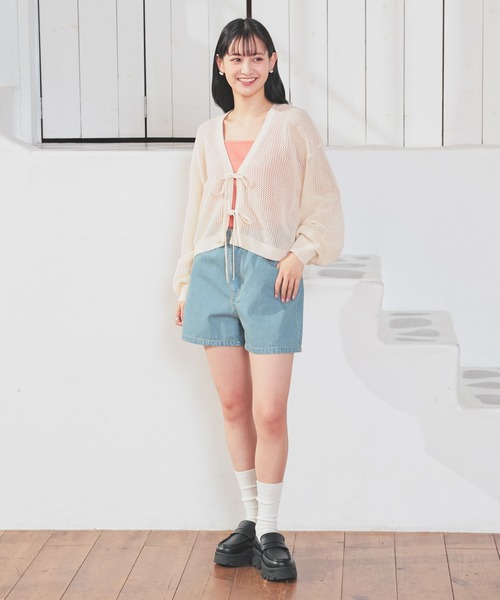 Honeys（ハニーズ）の「シャーリングタンク（タンクトップ・レディース・アイボリー/ブラック/ホワイト/ライトグリーン/オレンジ/スミクロ/ブラウン・L/M/S）」の19枚目の写真