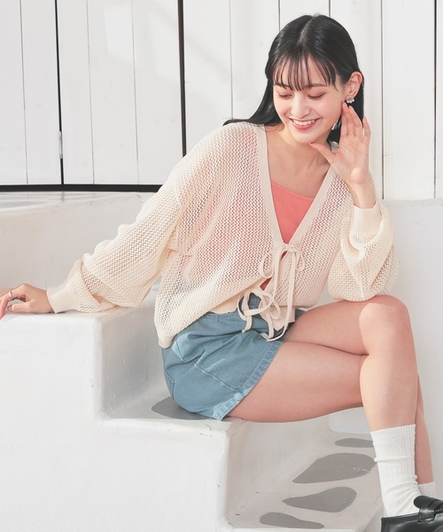 Honeys（ハニーズ）の「シャーリングタンク（タンクトップ・レディース・アイボリー/ブラック/ホワイト/ライトグリーン/オレンジ/スミクロ/ブラウン・L/M/S）」の20枚目の写真