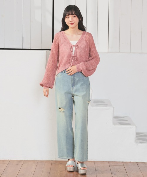 Honeys（ハニーズ）の「シャーリングタンク（タンクトップ・レディース・アイボリー/ブラック/ホワイト/ライトグリーン/オレンジ/スミクロ/ブラウン・L/M/S）」の22枚目の写真