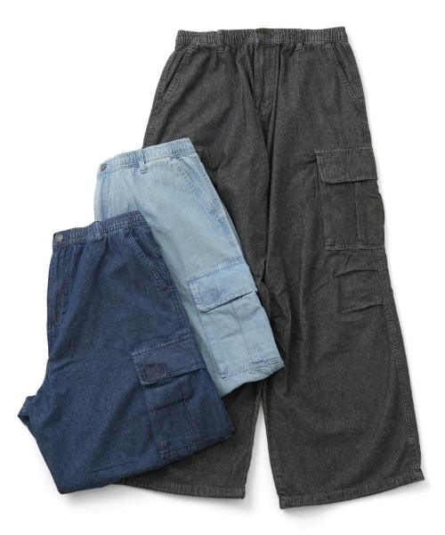 GLAZOS(グラソス)の「【大人向けサイズあり】ライトデニム・ワイドカーゴパンツ(デニムパンツ・キッズ・ライトブルー/ブラック/インディゴブルー・M/L/LL/S)」の10枚目の写真