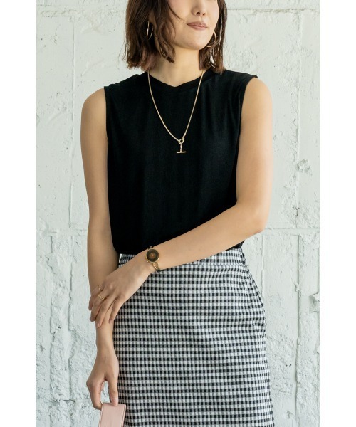 M.deux（エムドゥ）の「《セットアップ対応》リラックスノースリカットソー（Tシャツ/カットソー・レディース・ブラック/モカ・MEDIUM）」の2枚目の写真