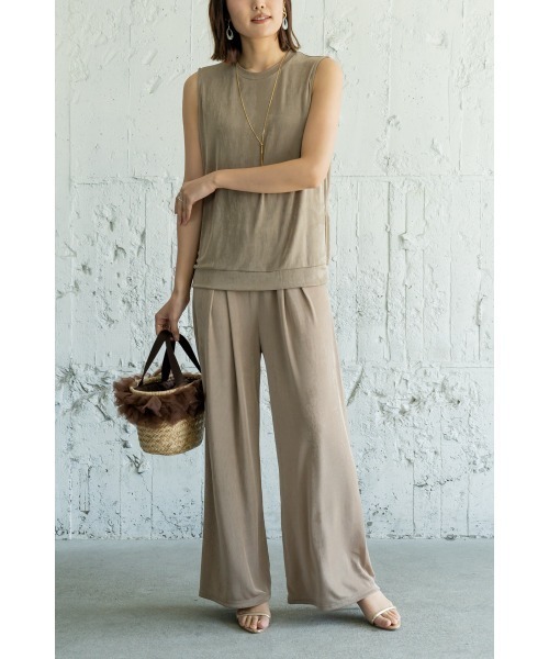M.deux（エムドゥ）の「《セットアップ対応》リラックスノースリカットソー（Tシャツ/カットソー・レディース・ブラック/モカ・MEDIUM）」の4枚目の写真
