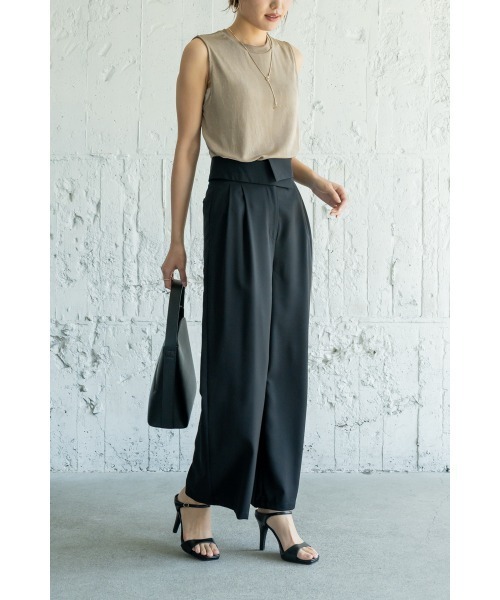 M.deux（エムドゥ）の「《セットアップ対応》リラックスノースリカットソー（Tシャツ/カットソー・レディース・ブラック/モカ・MEDIUM）」の6枚目の写真