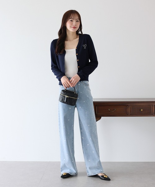 BLUEEAST(ブルーイースト)の「ハート刺繍カーディガン(カーディガン/ボレロ・レディース・ベージュ/ネイビー/サックスブルー・MEDIUM)」の21枚目の写真
