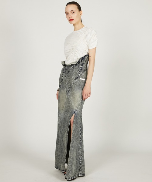 セール】スカルプテッドデニムマキシスカート / Sculpted Denim Maxi
