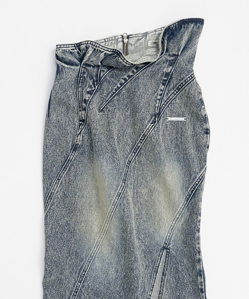 セール】スカルプテッドデニムマキシスカート / Sculpted Denim Maxi