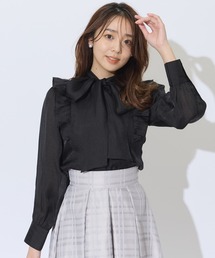 クレープフリルボウタイブラウス