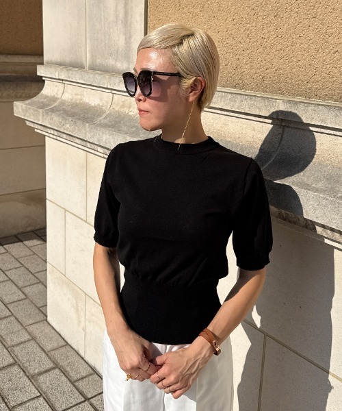 JENNE（ジェンヌ）の「イタリア糸cool素材ニットトップス（Tシャツ/カットソー・レディース・ブラック/ホワイト/グリーン・SMALL/MEDIUM/LARGE）」の8枚目の写真