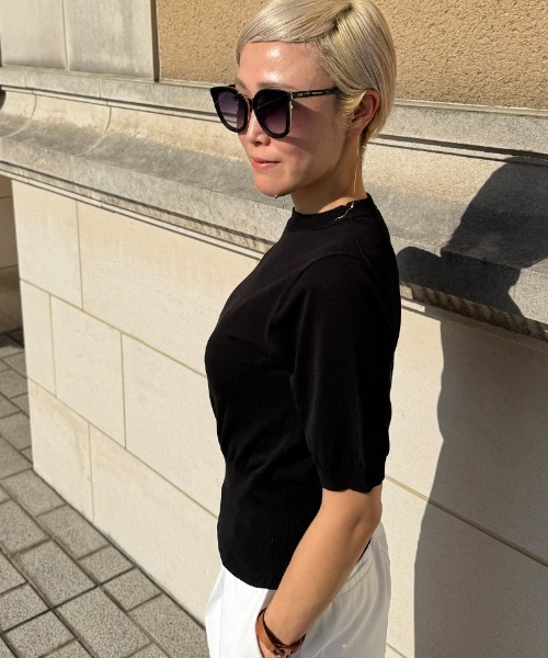 JENNE（ジェンヌ）の「イタリア糸cool素材ニットトップス（Tシャツ/カットソー・レディース・ブラック/ホワイト/グリーン・SMALL/MEDIUM/LARGE）」の9枚目の写真