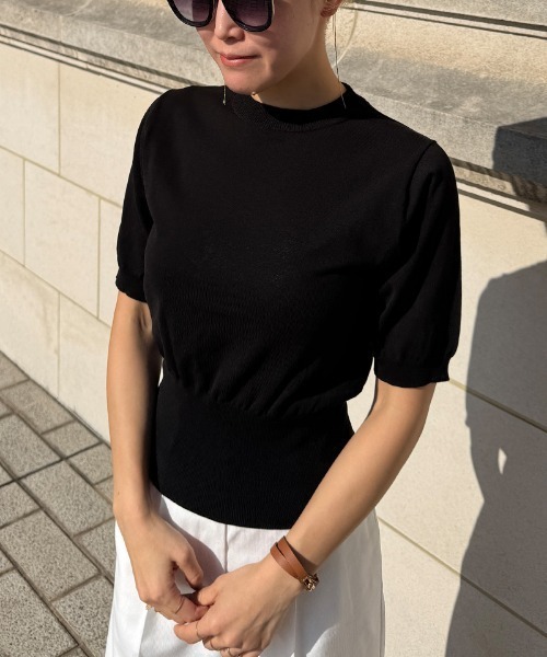 JENNE（ジェンヌ）の「イタリア糸cool素材ニットトップス（Tシャツ/カットソー・レディース・ブラック/ホワイト/グリーン・SMALL/MEDIUM/LARGE）」の12枚目の写真