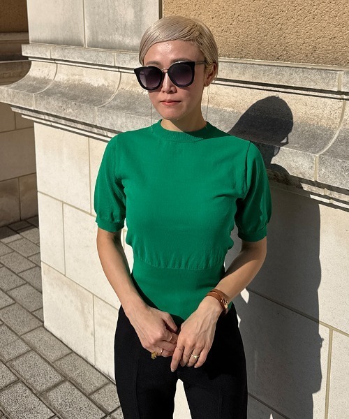 JENNE（ジェンヌ）の「イタリア糸cool素材ニットトップス（Tシャツ/カットソー・レディース・ブラック/ホワイト/グリーン・SMALL/MEDIUM/LARGE）」の18枚目の写真