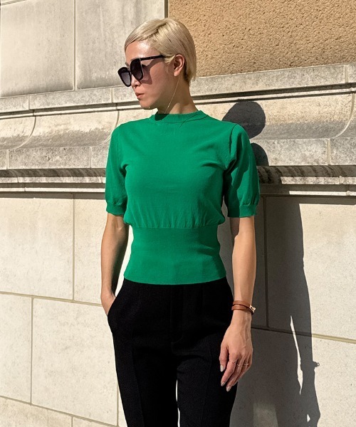 JENNE（ジェンヌ）の「イタリア糸cool素材ニットトップス（Tシャツ/カットソー・レディース・ブラック/ホワイト/グリーン・SMALL/MEDIUM/LARGE）」の20枚目の写真