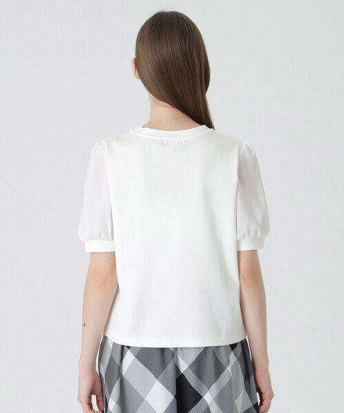 BLUE LABEL CRESTBRIDGE（ブルーレーベルクレストブリッジ）の「コンパクトピマスムースコンビTシャツ（Tシャツ/カットソー・レディース・ブラック/オフホワイト/ブルー/ホワイト系その他・38）」の7枚目の写真