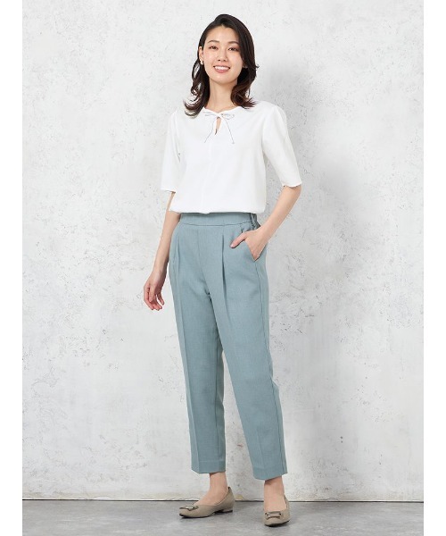 HARUYAMA(ハルヤマ)の「【ウォッシャブル】WALK PLUS シンプルタック テーパードパンツ 麻調メッシュ素材 無地 春夏(スラックス・レディース・ブラウン/サックスブルー/ブラック・L/M/LL/S)」の16枚目の写真
